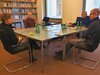 Über die Frage "Wer bist Du – Mensch oder Maschine?" diskutieren (v.l.n.r.) Prof. Dr. Jeanette Hofmann (WZB), Dr. Thomas Müller (MPIB), Thomas Prinzler als Moderator sowie Dr. Aljoscha Burchardt (DFKI)